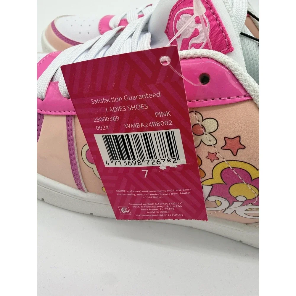 Barbie Floral Shoes Womens Size 7 Pink Low Top Casual Sneakers WMBA24BB002